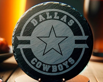 Sports Team Coaster, Dallas Star Design, Football Fan Gift, Black and White, Drink Accessories, Bar Decor, Man Cave, Set of Coasters