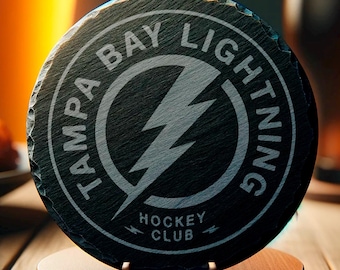 Tampa Bay Lightning Coaster, Hockey Fan Gift, Bar Decor