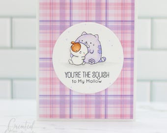 Tarjeta Squish to My Mallow / Adorable tarjeta de felicitación a cuadros / Mejor amigo, pareja, cónyuge