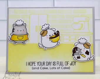 Tarjeta Joyful Baking Buddies /Lleno de alegría y pastel Saludo alegre / Tarjeta de cumpleaños / Tarjeta de celebración