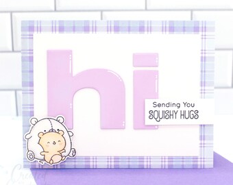 Tarjeta de felicitación "Enviando abrazos blandos" / Linda tarjeta hecha a mano / Perfecta para seres queridos, amigos o parejas