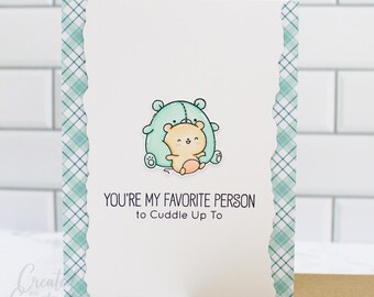 Tarjeta de felicitación "Eres mi persona favorita para abrazarme" / Linda tarjeta hecha a mano / Perfecta para seres queridos, amigos o parejas