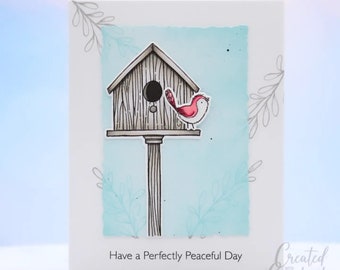 Tarjeta de felicitación de casita de pájaros: Tarjeta de buenos deseos para un día tranquilo