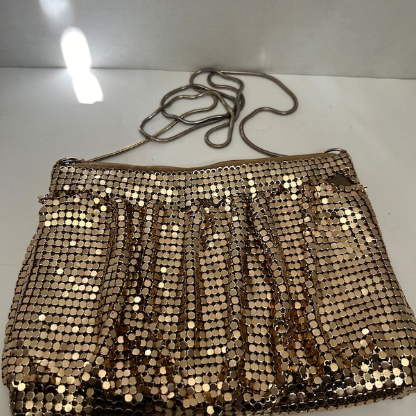 Gold Mesh Metal Handbag Purse Shoulder Bag Vintage