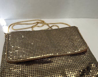 Gold Mesh Metal Handbag Purse Shoulder Bag Vintage