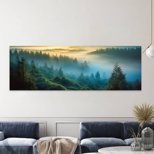 Foggy Mountain Forest Oil Landscape Printing On Canvas