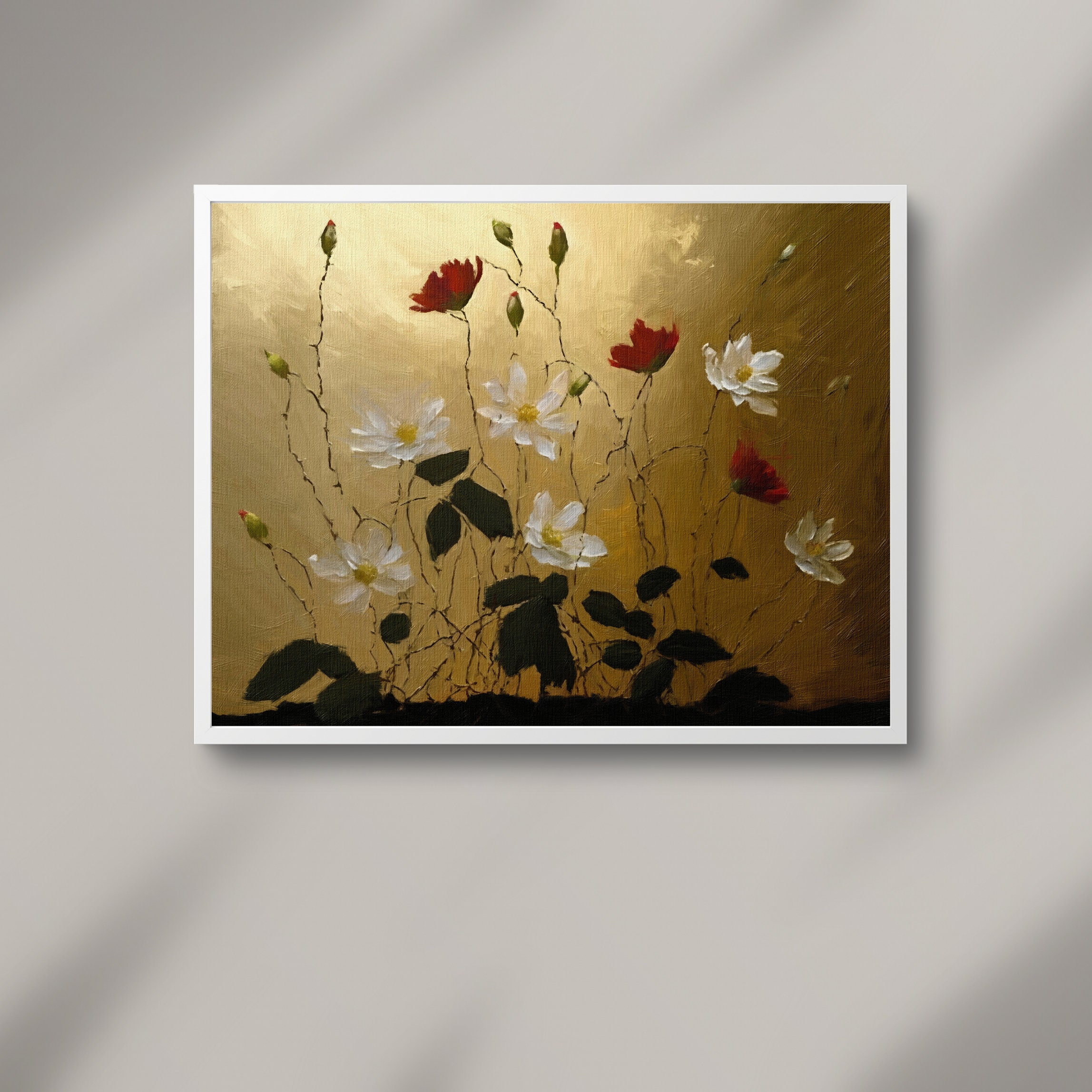 Vintage Flower Painting, Floral Art Print, Landscape Painting, Vintage ...
