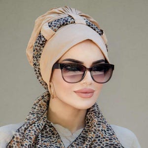 Elegant Bonnet with Scarf for Women | Ready-to-Wear Hijab Turban | Stylish Head Cover for Modest Fashion & Special Occasions,(AH-1009)