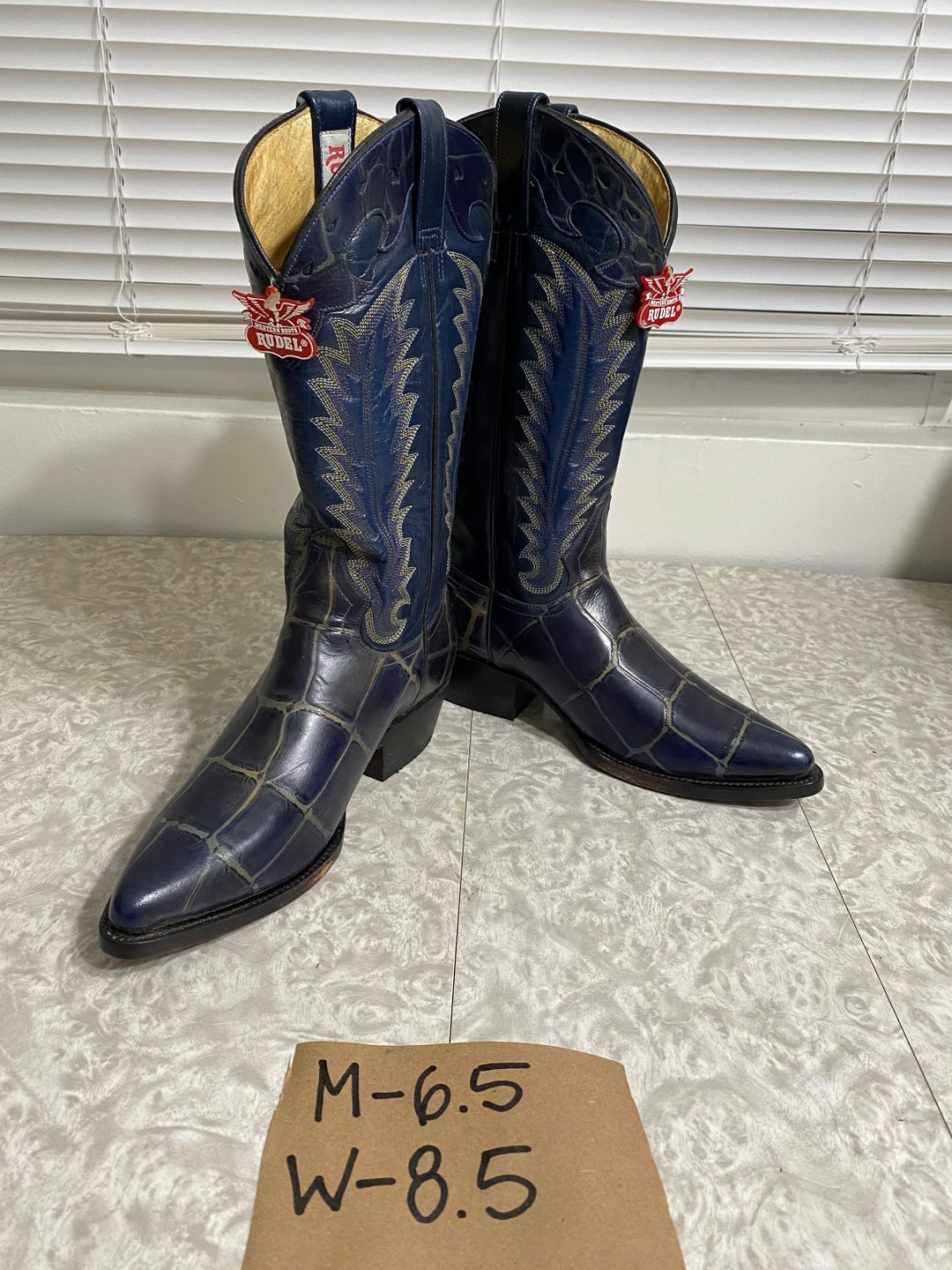 Vintage Navy Blue Cowboy Boots Etsy