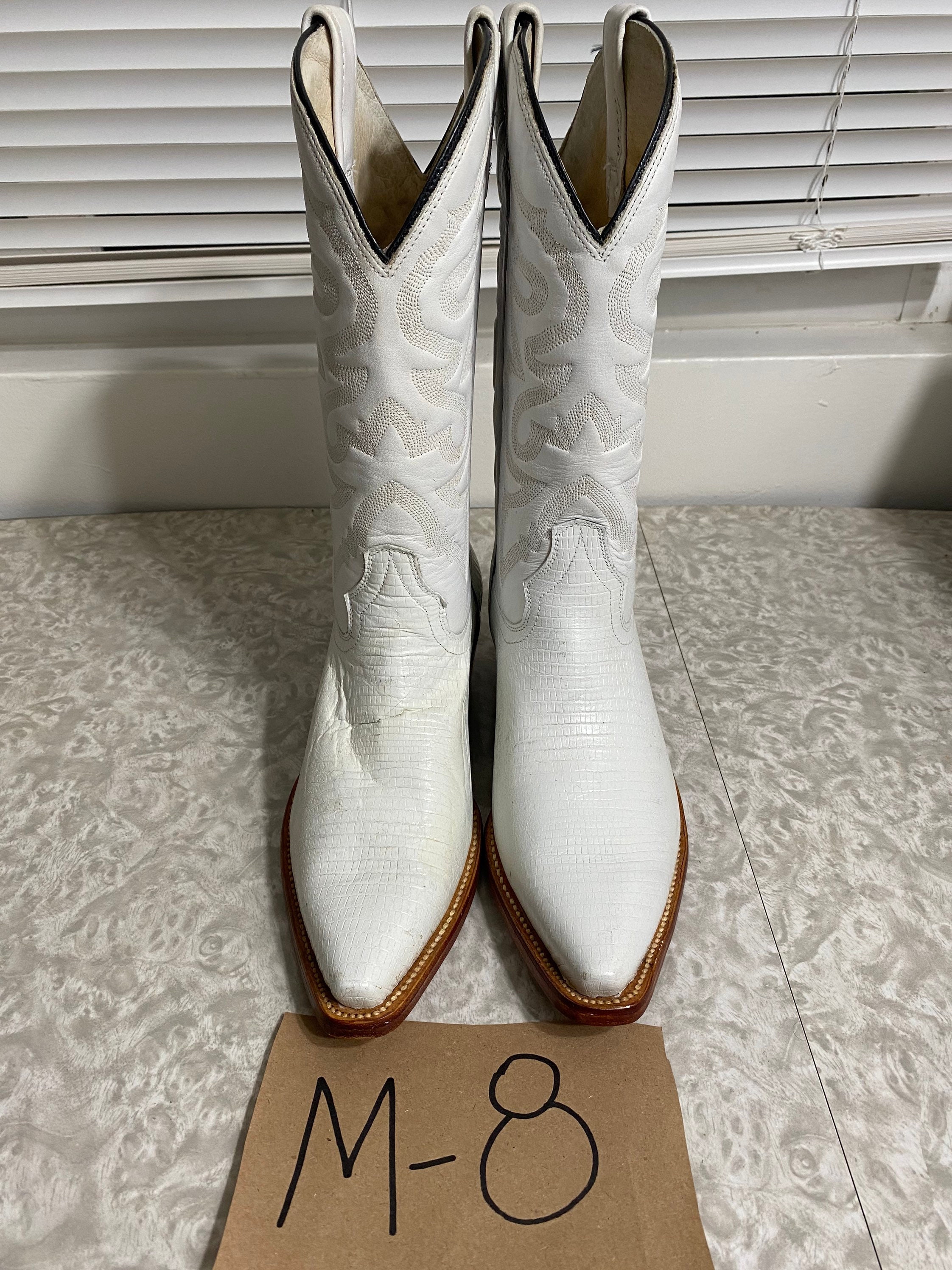 Vintage Mens White Cowboy Boots Etsy