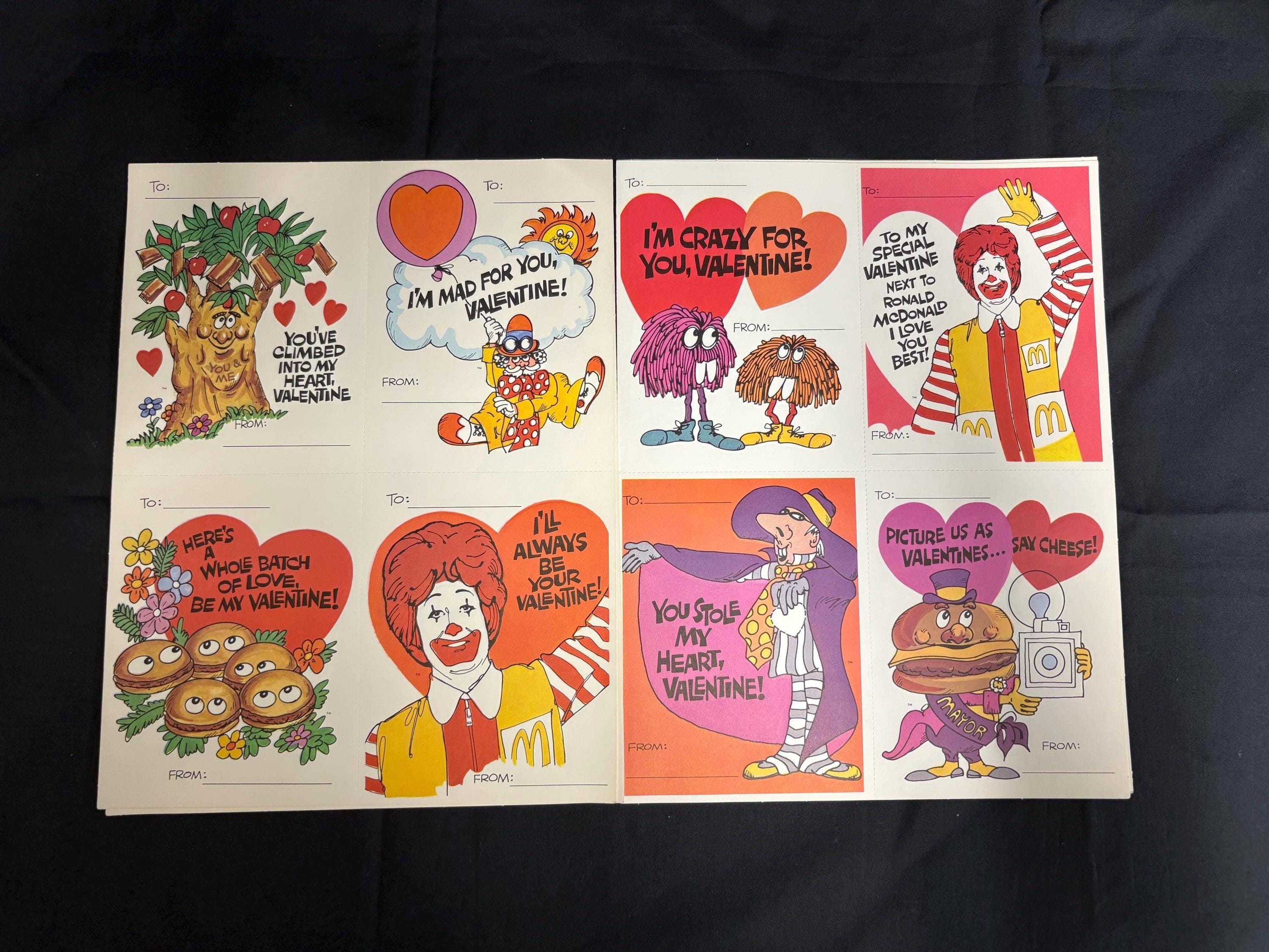 Rare Vintage Mcdonalds Valentines Day Card Sheets - Etsy