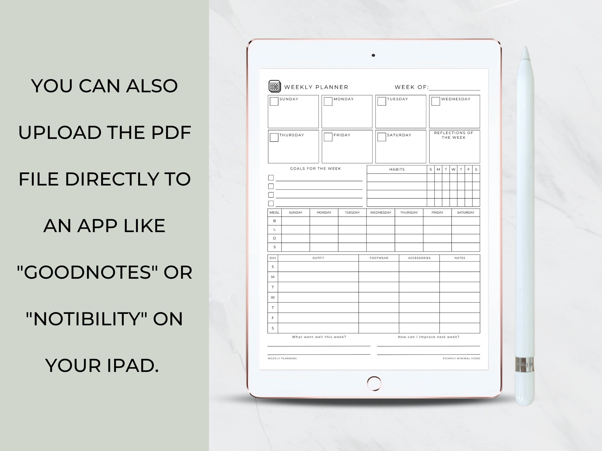 2 Page Weekly Spread Printable, Minimalist Weekly Planner Page ...
