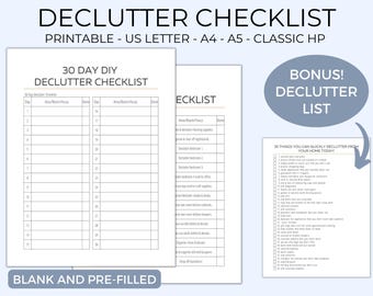 Declutter Checklist, Declutter Your Home Checklist PDF, Minimalist Declutter Checklist, Decluttering Checklist, Declutter My Home, Declutter