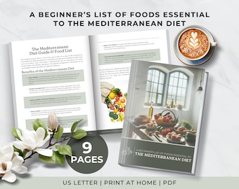 Mediterranean Diet Food List, Heart Healthy Diet, Balanced Nutrition, A Beginners List of Foods Essential to the Mediterranean Diet, MD01