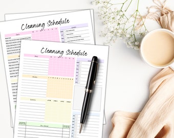 Editable Cleaning Schedule, Minimalist Cleaning Planner, ADHD Cleaning, ADHD Checklist for Cleaning, Cleaning Routine, Yearly Cleaning Plan