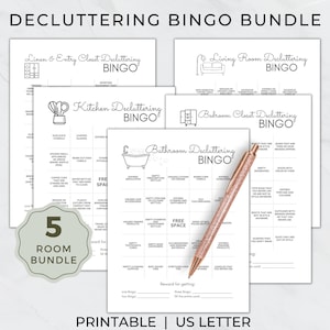 Cleaning Games, Declutter Games, Decluttering BINGO, Cleaning BINGO, ADHD, Bedroom, Bathroom, Living Room, Linen Closet, Kitchen, Entryway