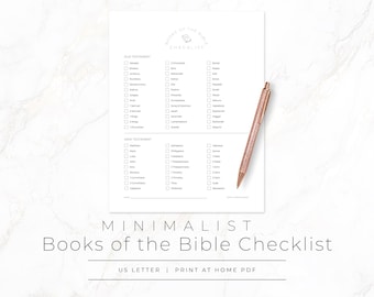 Bücher der Bibel Checkliste, Bibellese-Tracker, Bücher der Bibel Checkliste druckbar, minimalistisches Bibelstudienwerkzeug, Lesen der Bibel