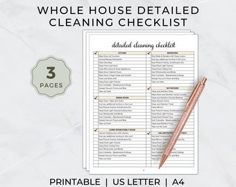 Cleaning Checklist, Cleaning Checklist Printable, Deep Cleaning, Spring Cleaning Checklist, Detailed Cleaning, Whole House Cleaning