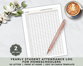 Homeschool Attendance Record Tracker, Attendance Tracker for Student, Attendance Log, Attendance Sheet, Homeschool Planner, Class Attendance