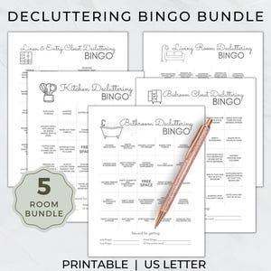 Cleaning Games, Declutter Games, Decluttering BINGO, Cleaning BINGO, ADHD, Bedroom, Bathroom, Living Room, Linen Closet, Kitchen, Entryway