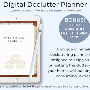Hyperlinked Decluttering Planner, Minimalist Decluttering, Digital Declutter Planner, Goodnotes, iPad, Noteshelf, 30 Day Declutter Challenge