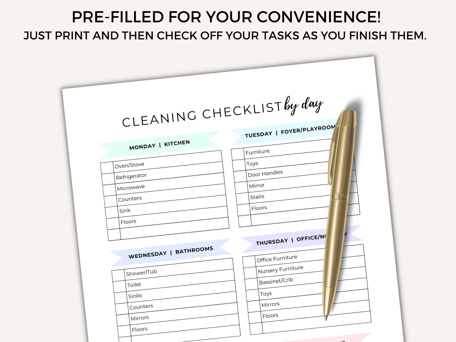 Daily Cleaning Checklist, Weekly Cleaning Schedule, Minimalist Cleaning ...