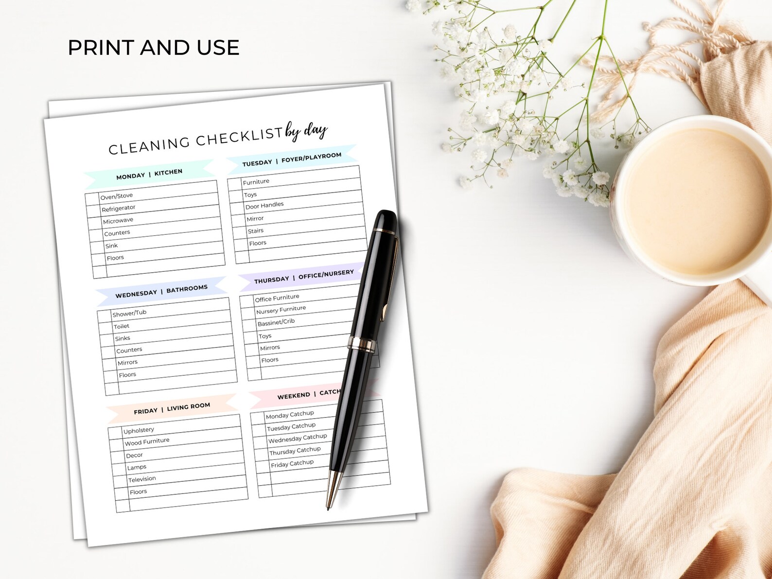 Daily Cleaning Checklist, Weekly Cleaning Schedule, Minimalist Cleaning ...