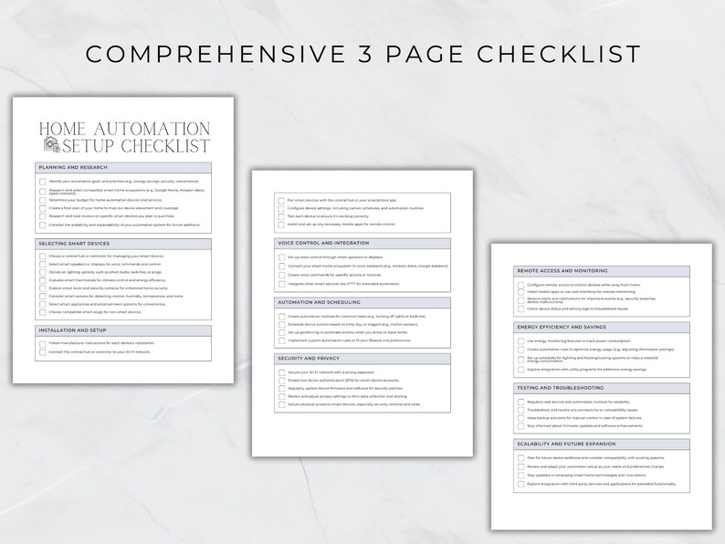 Automation Checklist Example Home Automation Setup Checklist, Smart Home Setup Checklist, Whole Home ...