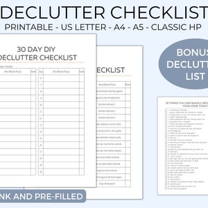 Declutter Checklist, Declutter Your Home Checklist PDF, Minimalist Declutter Checklist, Decluttering Checklist, Declutter My Home, Declutter