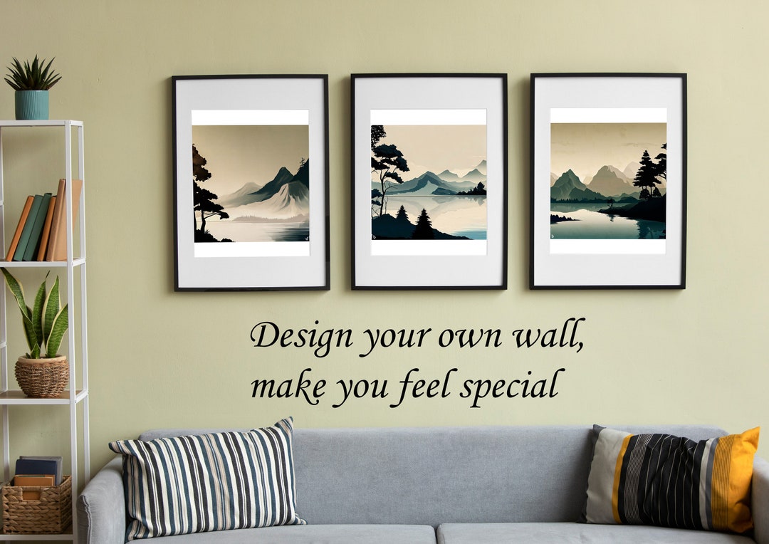 Japanese Wall Art Set of 3 Canvas Art Print, Japanese Mountain Wall Art ...