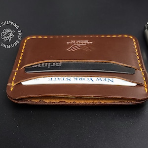 Billetera de cuero personalizada grabable para tarjetas de crédito o de negocios, minibilletera delgada y fina con bolsillo frontal para tarjetas para hombres y mujeres, 5 ranuras