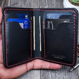 Cartera personalizada de cuero de grano completo, cartera plegable grabada, carteras de cuero hechas a mano personalizadas, regalo de aniversario para hombres marido novio