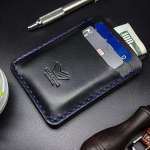 Tarjetero vertical de cuero Bellicose, billetera de bolsillo frontal personalizable, tarjetero delgado para negocios, funda para tarjetas de regalo para hombres y mujeres