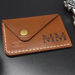 Snap Leder Brieftasche Personalisierter Fold Over Kartenhalter Geschäfts- oder Kreditkartenetui EDC Gear Beste Geschenke für Ihn Dad Ehemann Freund Chef