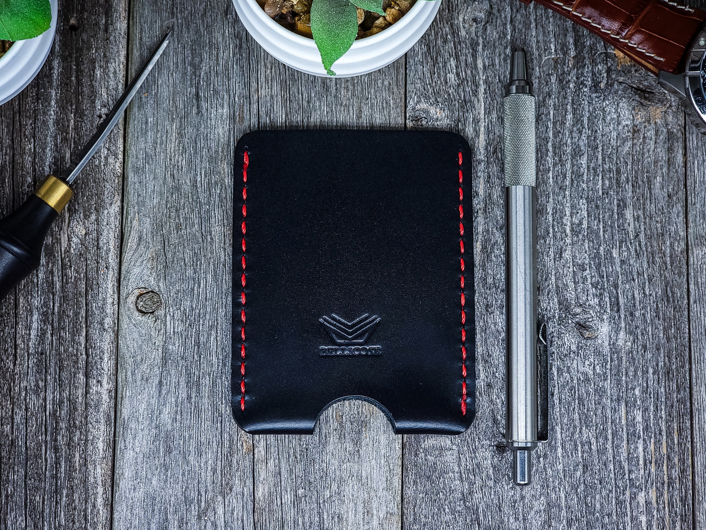 Slim Leather Sleeve Wallet, Minimalist Leather Card Holder, Full Grain Leather Wallets, Personalized Custom Engraving, Gift for Him, Her