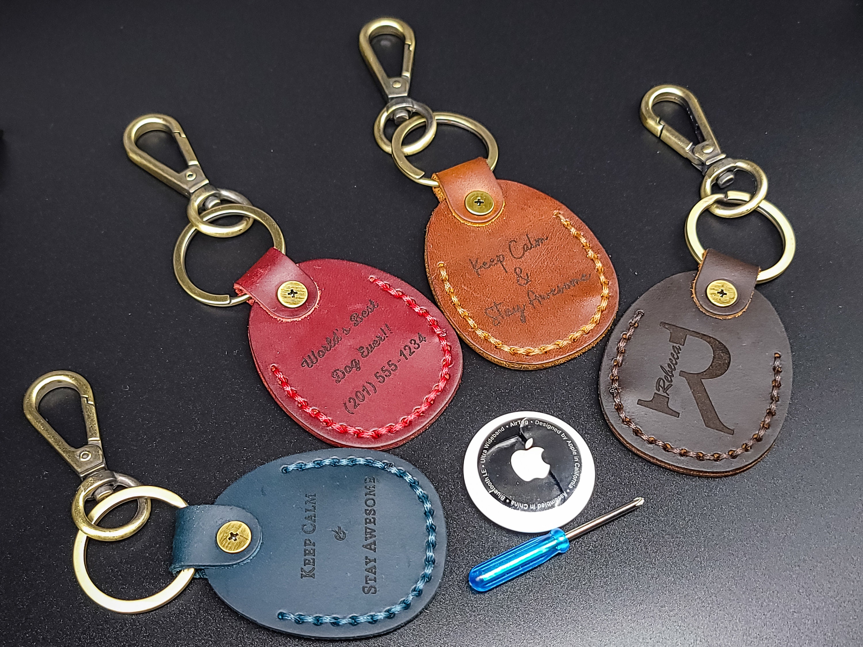 🎁Buy 2 FREE SHIPPING🎁|Personalized Leather Keychain for Airtag, Protective Leather Airtags Holder