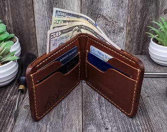 Personalized Leather Wallet, Handmade Leather Wallet, Engraved Genuine Leather Wallets, Anniversary Gift For Him, Men, Father, Dad, Husband