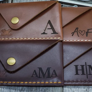 Personalized Business Card Holder - Custom Engraved PU Leather Case With Magnetic Closure