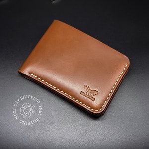 Cartera personalizada de cuero de grano completo a medida, cartera grabada personalizada, regalo de Navidad para él, regalo para el marido, cartera clásica para hombre bifold