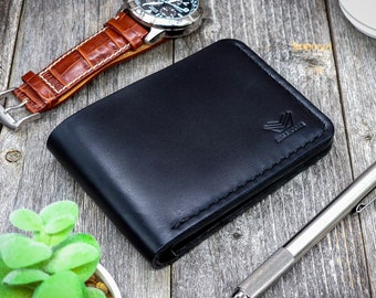 Full Grain Leather Bifold Men's Wallet, Leather Wallet, Genuine Leather Custom Wallets, Anniversary Gift, Personalized Monogram Engraving