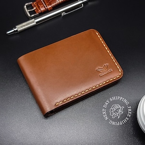 Gevouwen portemonnee voor mannen, op maat gemaakte leren portemonnee, gepersonaliseerde portemonnee met monogram cadeau voor baas, vriend, echtgenoot, collega, kerstcadeaus