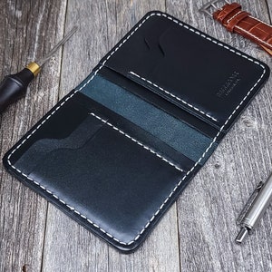 Cartera plegable vertical personalizada, cartera de cuero personalizada, carteras de cuero hechas a mano, regalo de boda para hombres, regalo para novio, hombres, papá