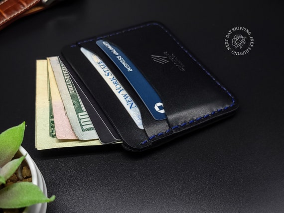 Personalized Real Leather Credit Card Holder, Engravable Wallet Card, Mini Slim Front Pocket Card Sleeve, Full Grain Leather Card Holder
