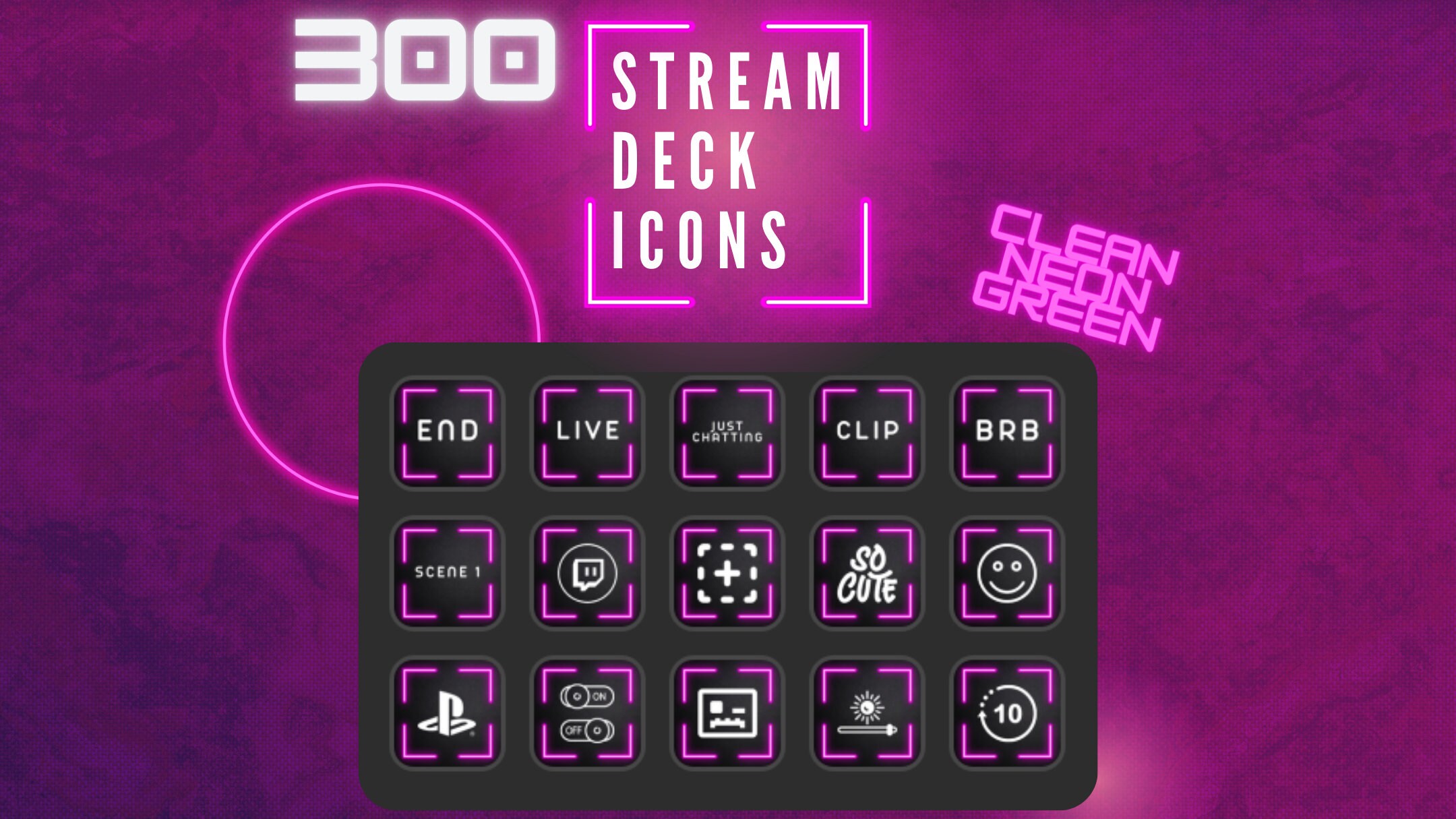 300 Stream Deck Icon Pack Clean Neon Pink - Etsy