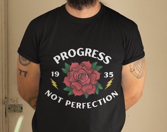 Progress Not Perfection - Unisex Softstyle T-Shirt, Recovery Shirt, AA Shirt