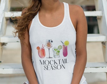 Mocktail Season - Women's Racerback Tank Top, Sobriety Shirt, Mocktail Gift, Recovery Apparel, AA