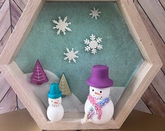 Snowmen Peg Shadow Box playset