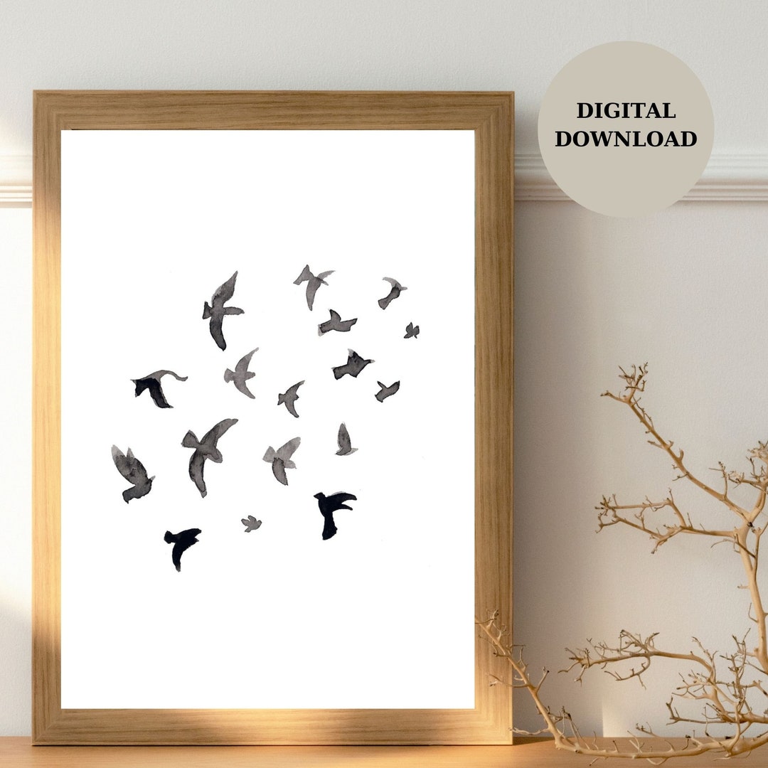 Black Birds Digital Art, Black Birds Digital Download, Gidimini