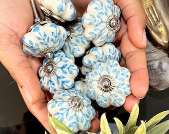 Weiß Kürbis Keramik Knäufe - für Küchenschränke, Türgriffe, Kommodenschubladen und antike Innenräume