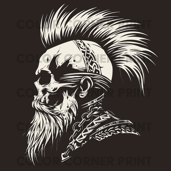 Celtic skull mohawk viking png, T-shirt design, Png t-shirt design, png sublimation, Transparent Background